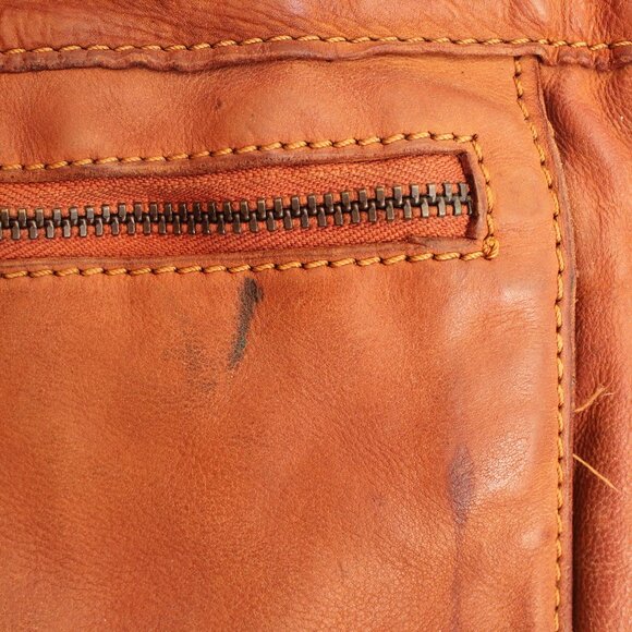 Frye Shoulder Bag Vintage Rustic British Tan Leather Clean lining - Picture 4 of 16